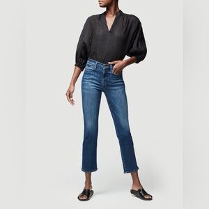 FRAME Le High Straight Jeans | Size 28 | Classic Blue Wash